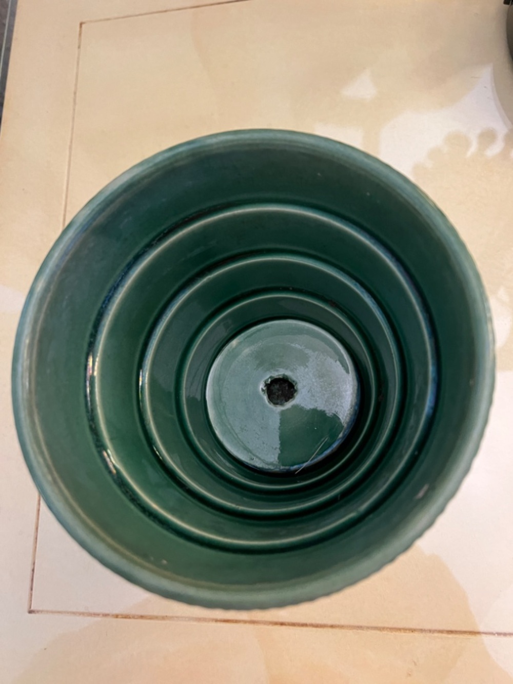 MCCOY POTTERY 1950'S BASKETWEAVE GREEN FLOWER POT PLANTER 5.25" EXCELLENT VTG - Picture 2 of 5